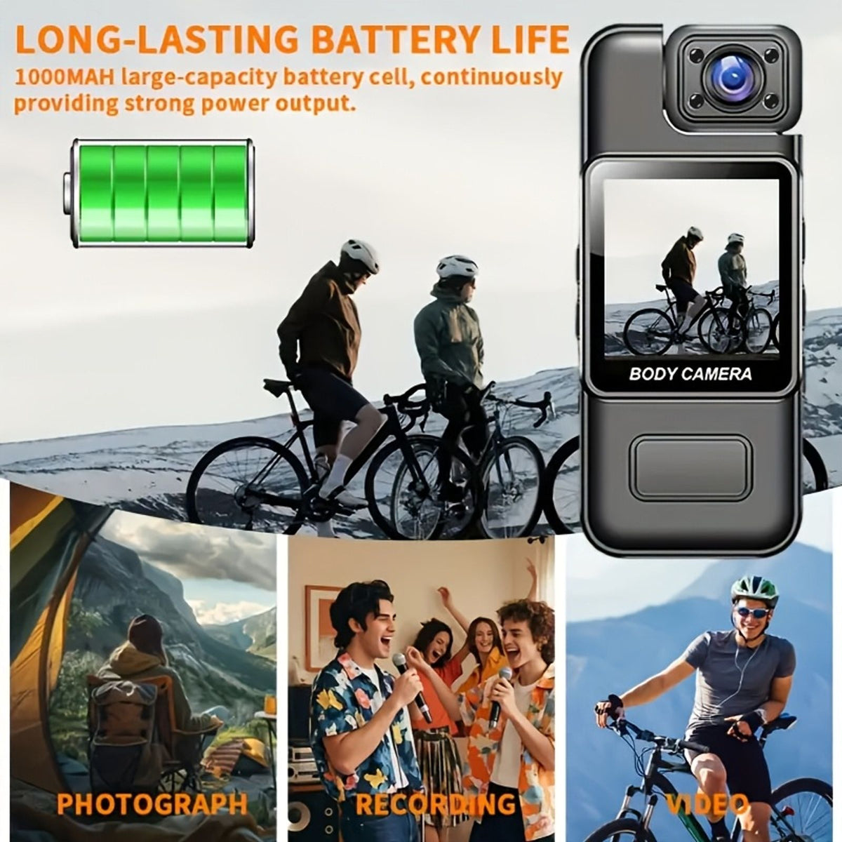 1pc 1080p recorder 1000mah rechargeable battery image 2