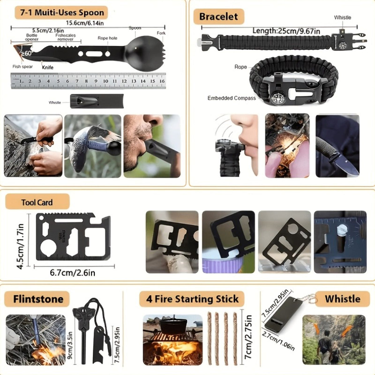 268 280pcs survival gear fire starter kit companion image 5