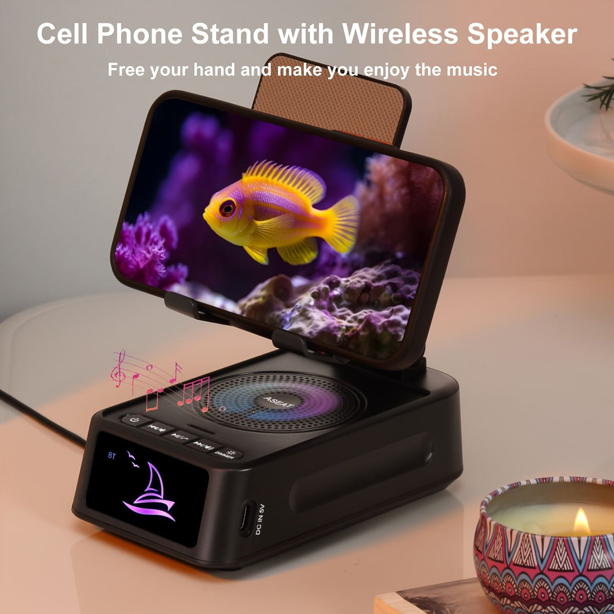 3 in 1 mobile phone stand led color ambient light wireless image 8