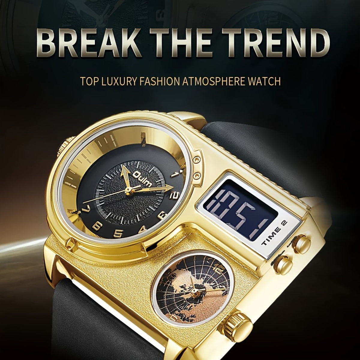 mens watch large dial quartz movement image 3