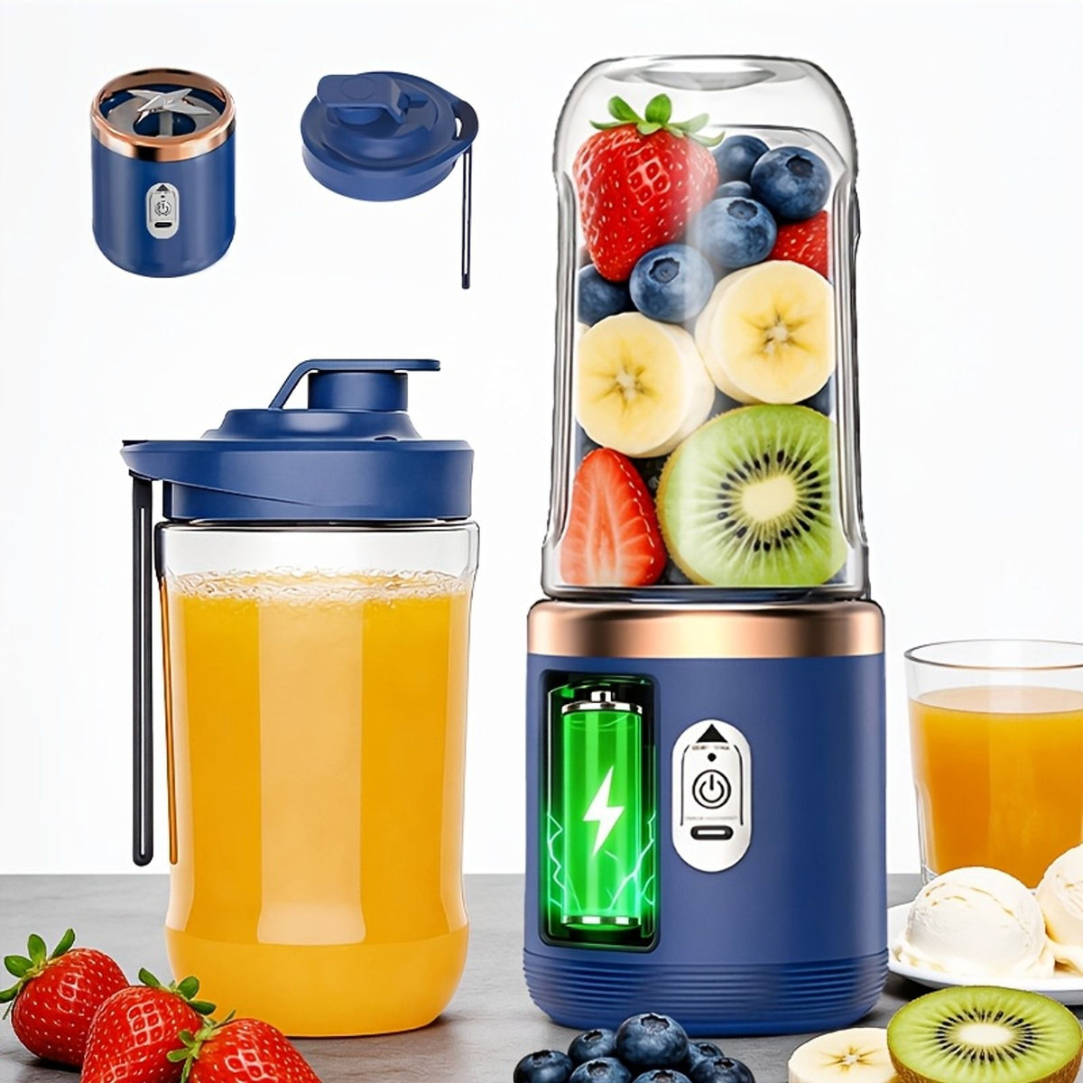 portable 6 blade multifunctional juicer two detachable cups