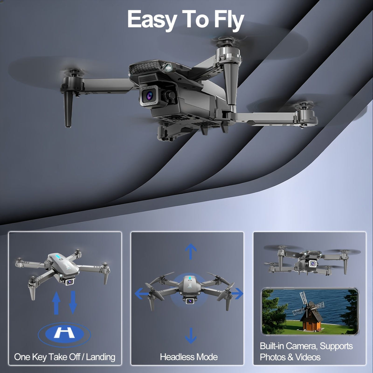 foldable rc no aerial camera single camera aerial aerial and landing 360 degree flip gesture selfie mode long flight time long range portable fpv craft for teen starters - toys & games image 4