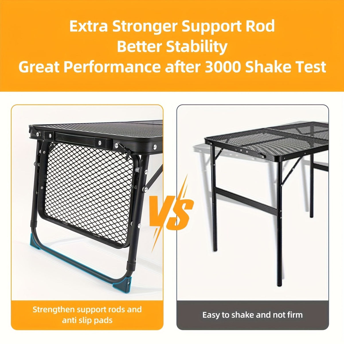folding table 2 wingboards camping table mesh top height image 4