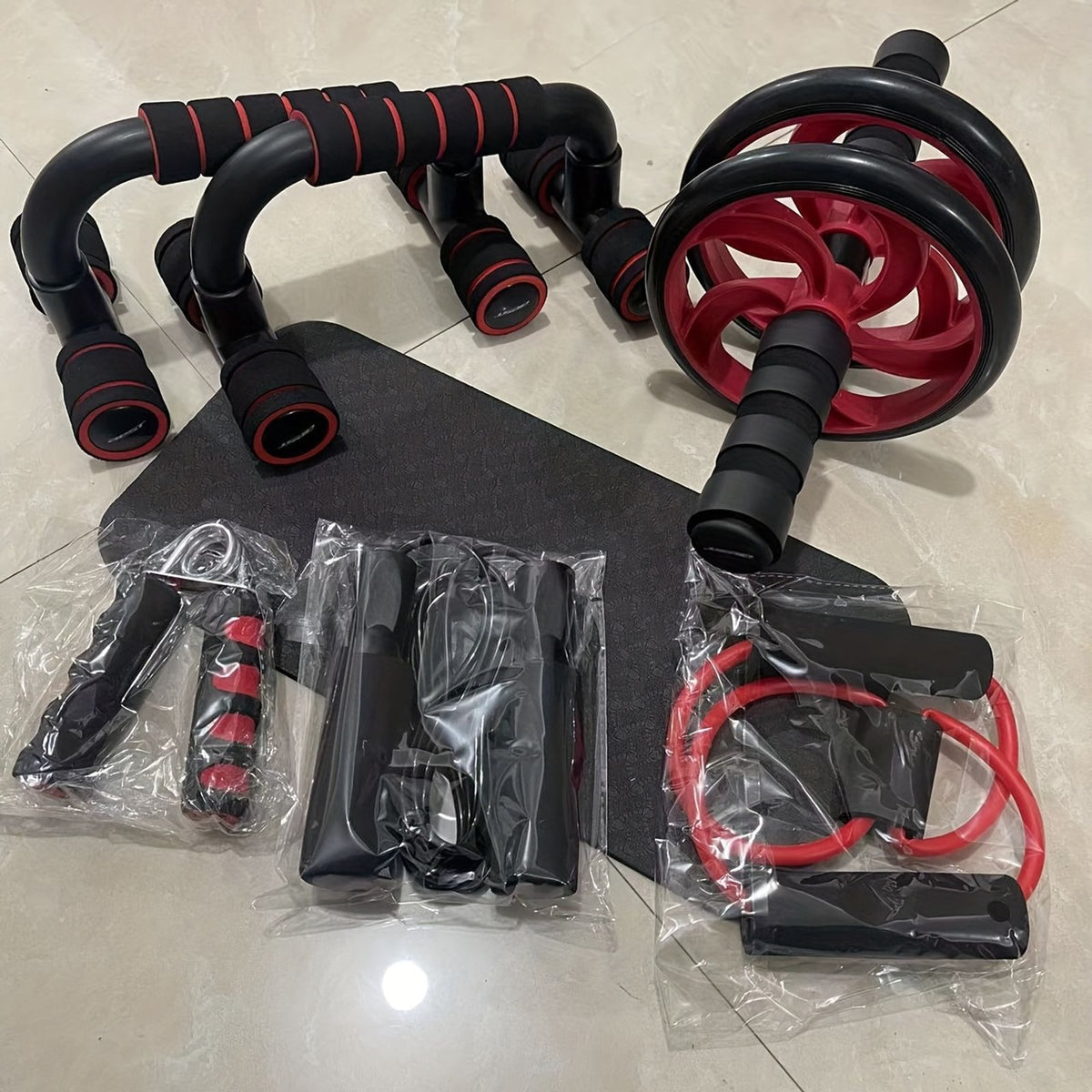 7pcs set complete ab workout set push stand ab wheel mini image 4