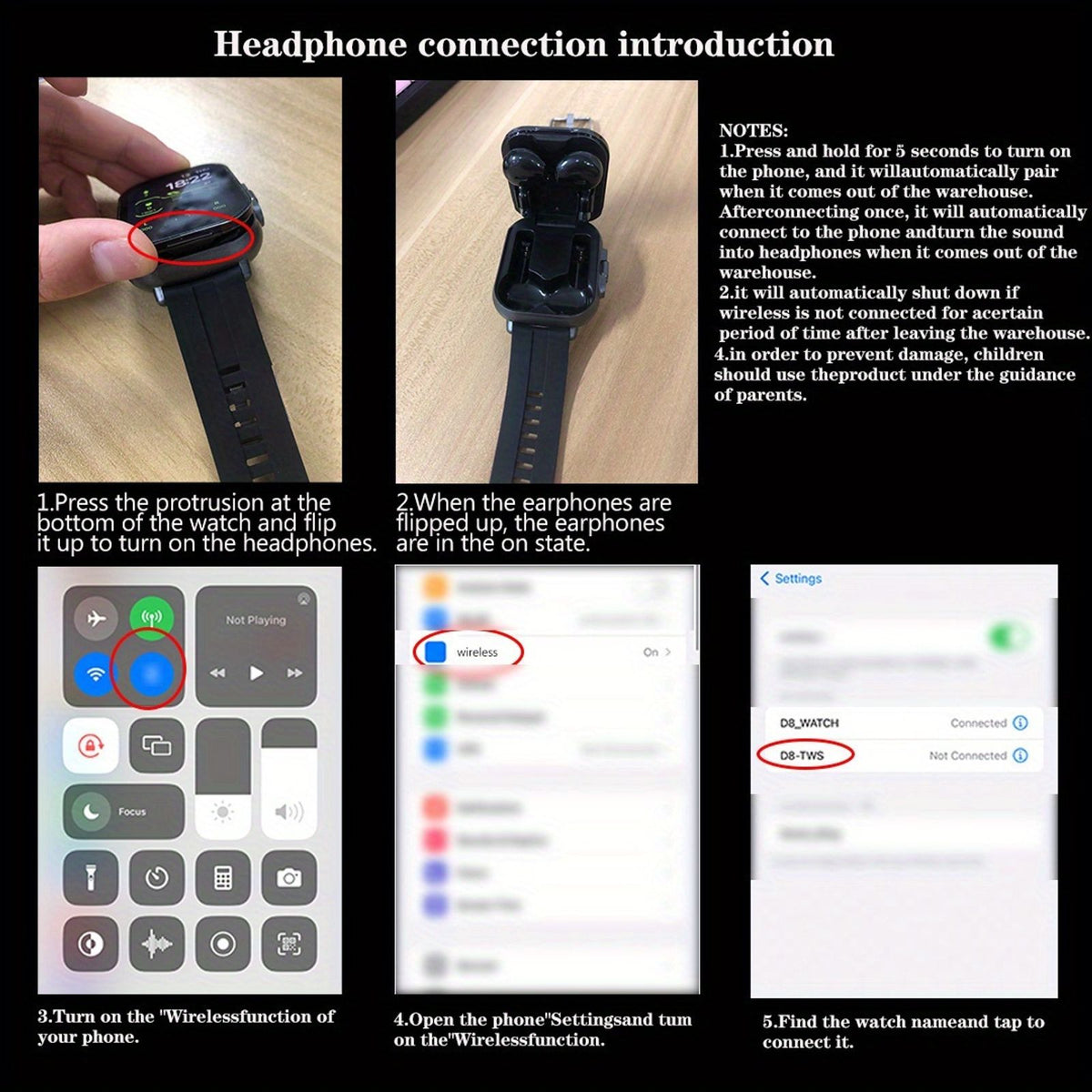 2 in 1 smartwatch wireless earbuds men featuring music image 4