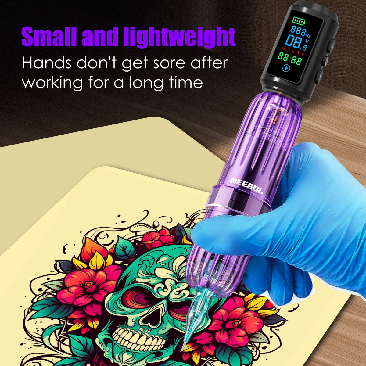 wireless tattoo battery color screen display cordless image 7