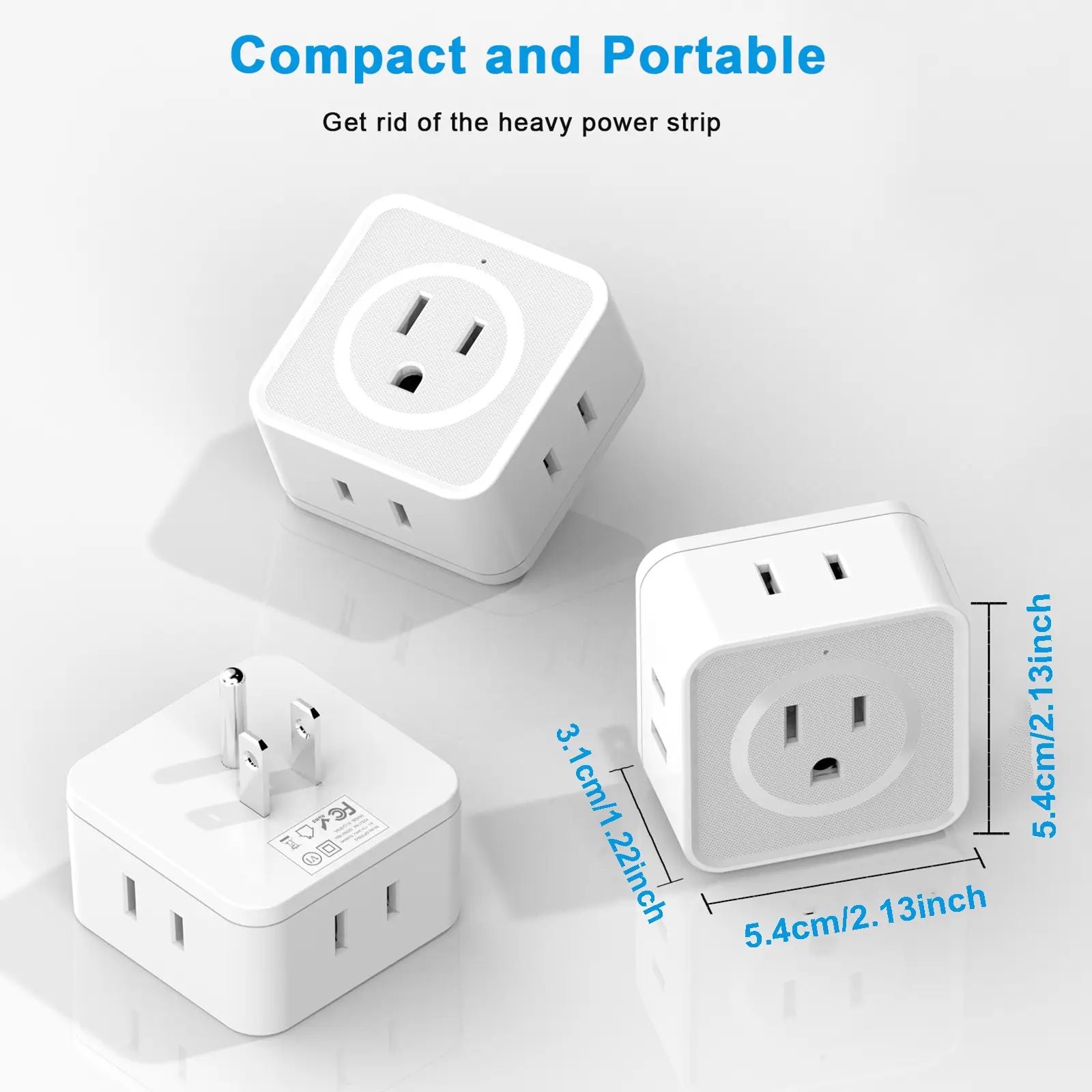 Multi Plug Outlet Splitter 2 Pack, Multiple Outlet Extender Adapter with 5 Outlets, Side Outlet Splitter Box for Cruisel, Office, Dorm Essentials image 4