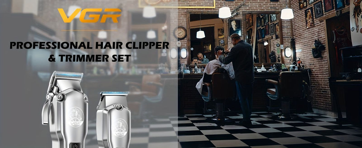 vgr hair clippers trimmers set men professional t blade zero image 2