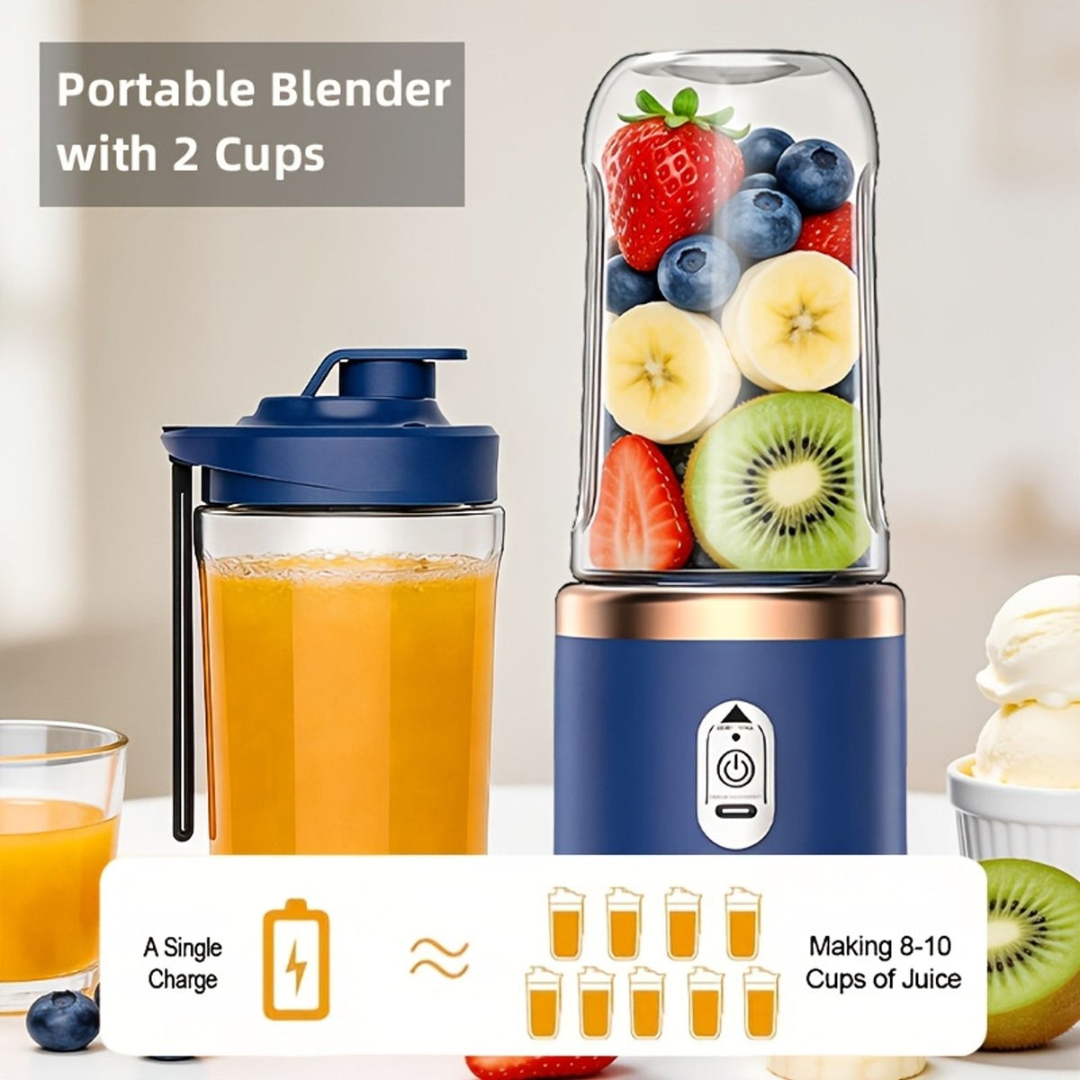portable 6 blade multifunctional juicer two detachable cups image 11