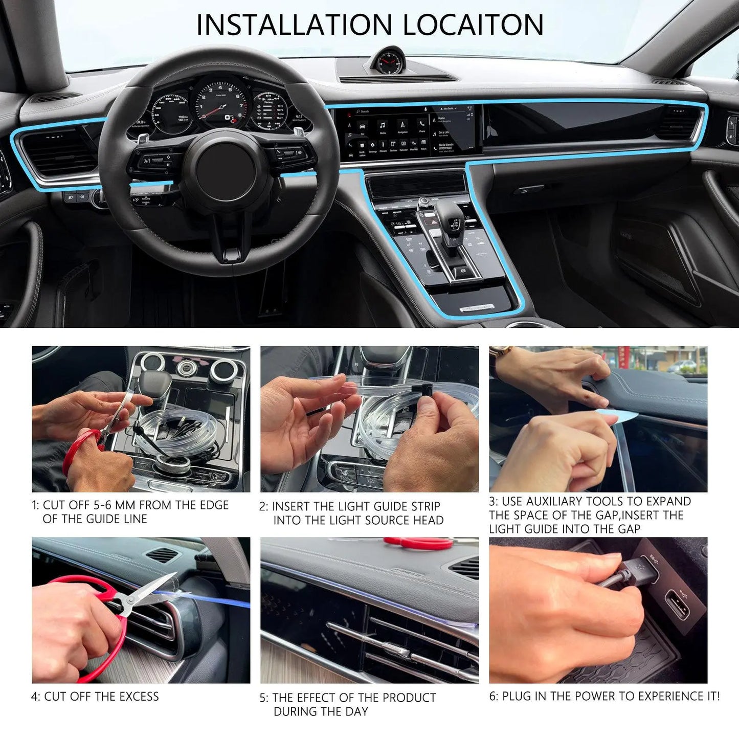 USB Powered LED Light Strip, Car Interior Decorative LED Light Strip, Multifunctional Ambient Light Strip For Room, Car, Party Decor