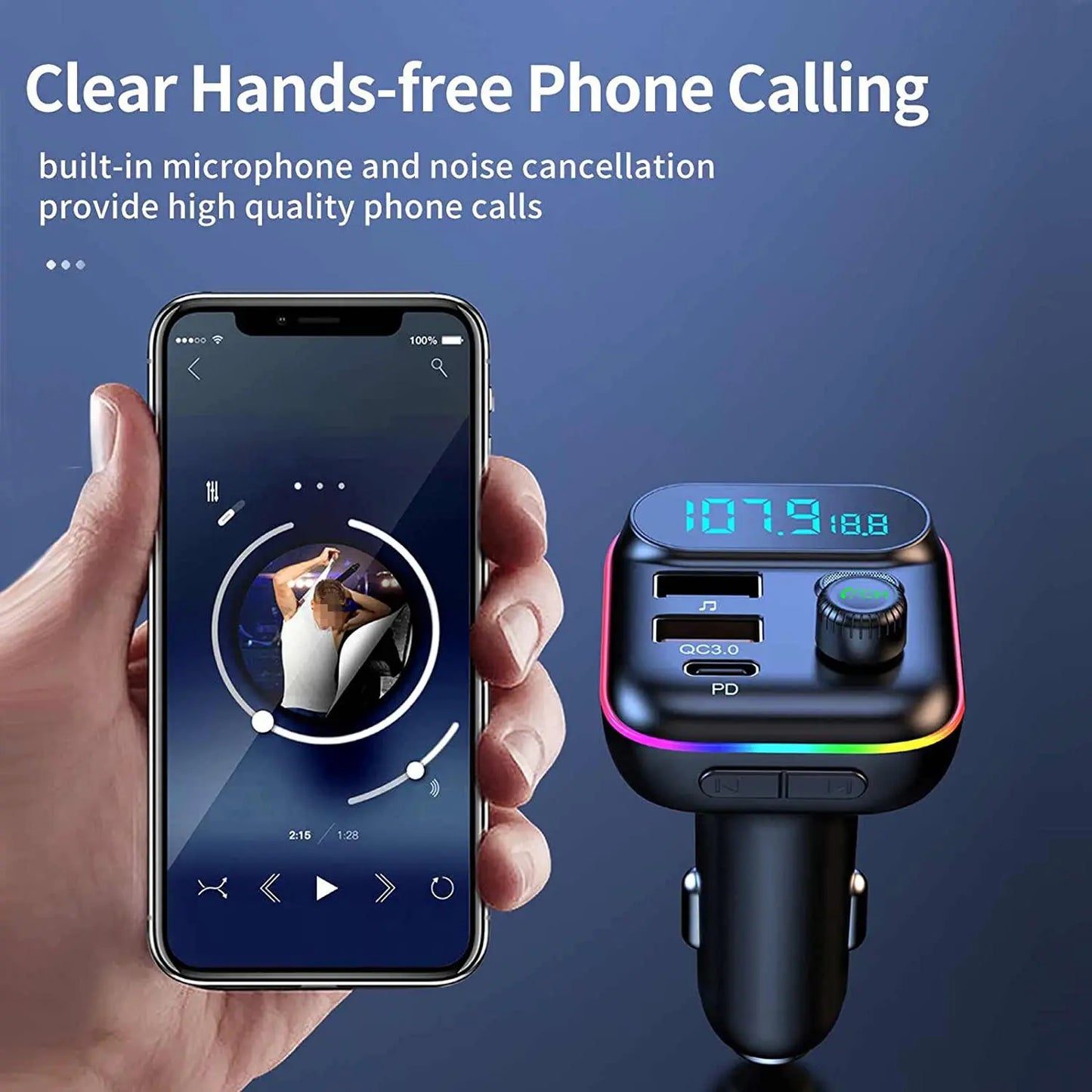 Multifunctional Car MP3 Player, 1 Box Automotive Car Charger with LED Display, PD & QC Fast Charging FM Transmitter, Bluetooth-compatible Car Charger for Music Playing, Auto Accessories