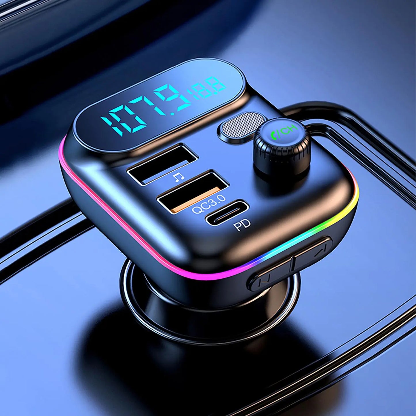 Multifunctional Car MP3 Player, 1 Box Automotive Car Charger with LED Display, PD & QC Fast Charging FM Transmitter, Bluetooth-compatible Car Charger for Music Playing, Auto Accessories