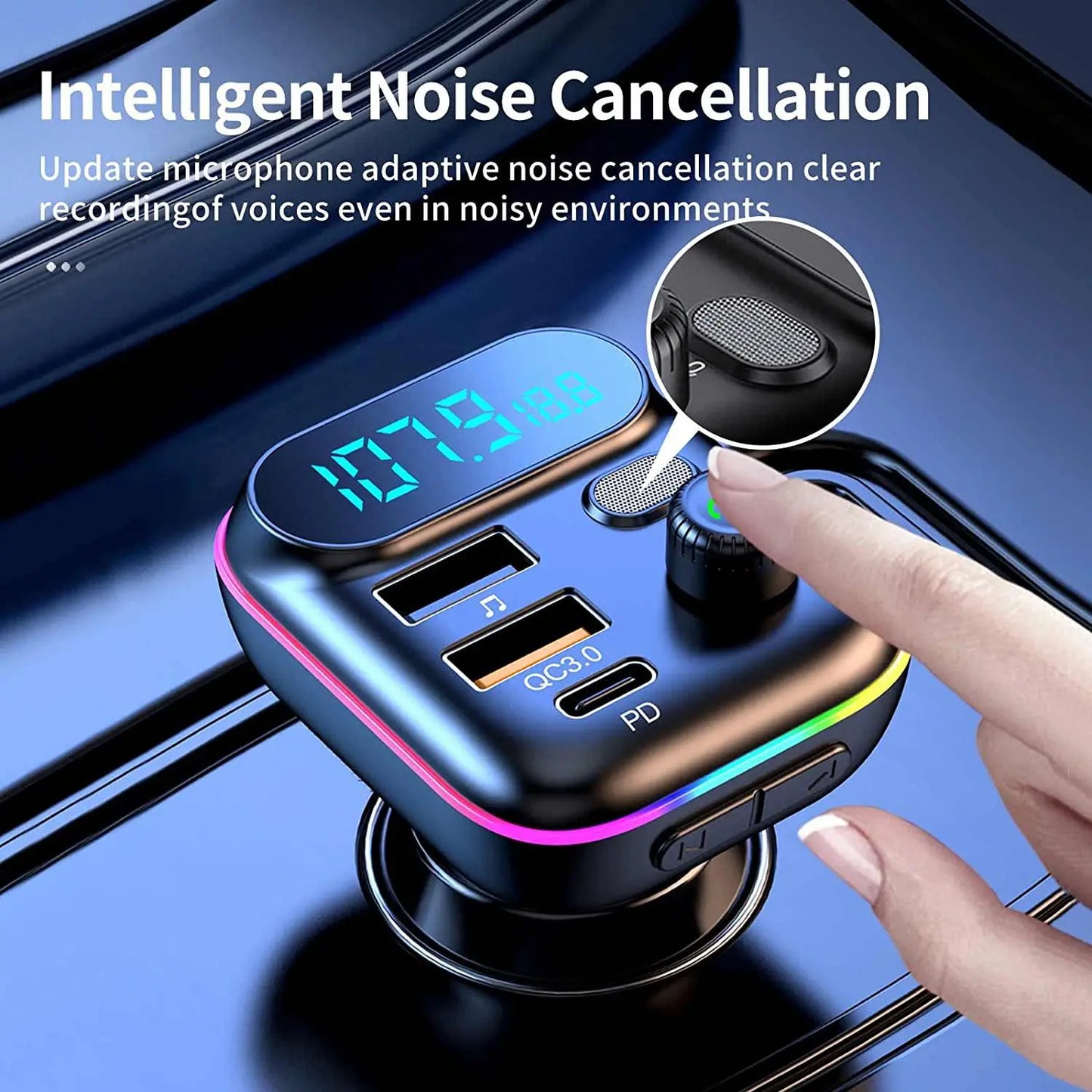 Multifunctional Car MP3 Player, 1 Box Automotive Car Charger with LED Display, PD & QC Fast Charging FM Transmitter, Bluetooth-compatible Car Charger for Music Playing, Auto Accessories