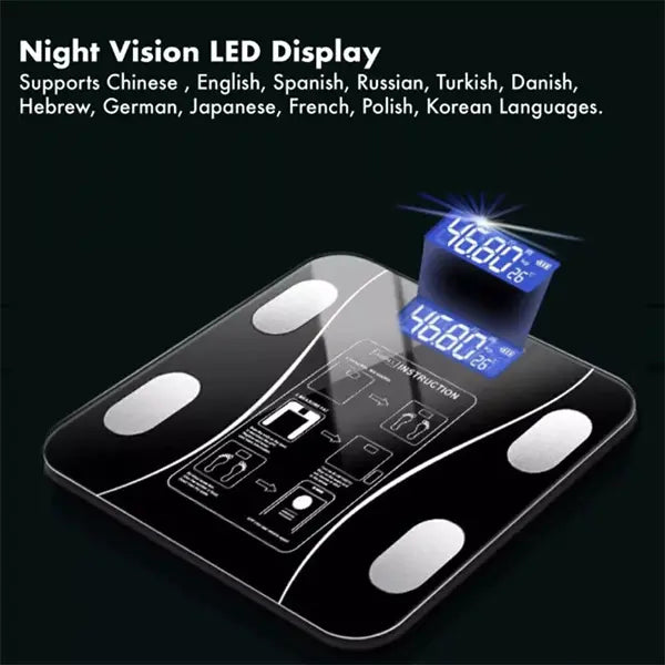 Digital Body Fat Scale,Smart Electronic LCD Display Body Fat BMI Monitor, Bathroom Wireless Weight Scales with Bluetooth Smartphone App for Home Gym Weighing Scale