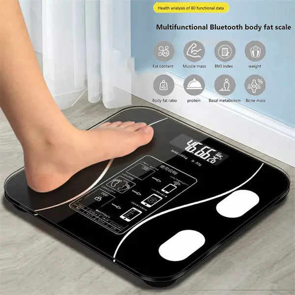 Digital Body Fat Scale,Smart Electronic LCD Display Body Fat BMI Monitor, Bathroom Wireless Weight Scales with Bluetooth Smartphone App for Home Gym Weighing Scale