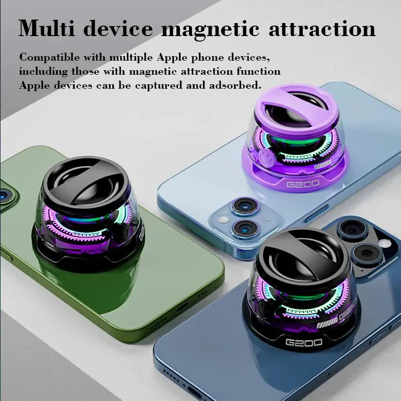 G200 Mini Bluetooth Speaker with Magnetic Base & LED Lights, Portable 5W Driver, 4-Hour Battery Life, Compatible with iPhone 13/14/15/16, Ideal for Travelling & Camping