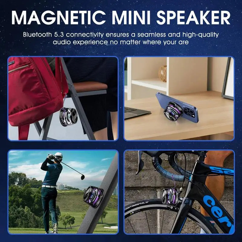 G200 Mini Bluetooth Speaker with Magnetic Base & LED Lights, Portable 5W Driver, 4-Hour Battery Life, Compatible with iPhone 13/14/15/16, Ideal for Travelling & Camping