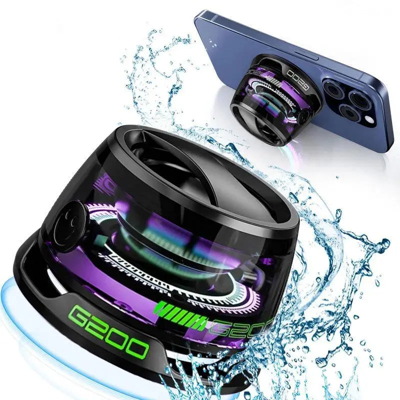 G200 Mini Bluetooth Speaker with Magnetic Base & LED Lights, Portable 5W Driver, 4-Hour Battery Life, Compatible with iPhone 13/14/15/16, Ideal for Travelling & Camping