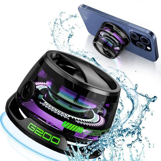 G200 Mini Bluetooth Speaker with Magnetic Base & LED Lights, Portable 5W Driver, 4-Hour Battery Life, Compatible with iPhone 13/14/15/16, Ideal for Travelling & Camping