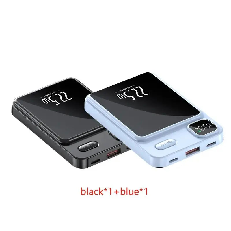 10000mAh Magnetic Wireless Power Bank, Portable 5V 2.1A Fast Charging Power Bank, Large Capacity Mobile Power Bank Compatible with Android & iPhone