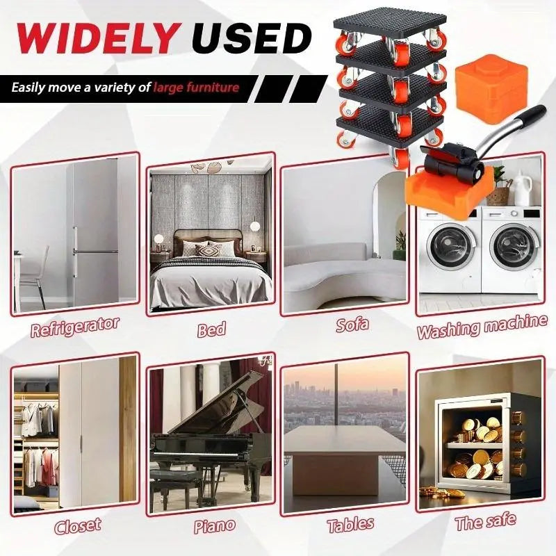 Furniture Lifter and Mover Tool Set, 360° Rotating Moving Rollers Heavy Duty Casters, Furniture Moving Wheel for Beds, Sofas, Desks and Other Heavy Furniture