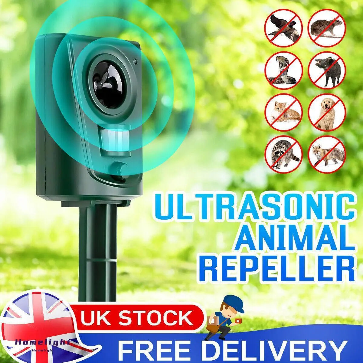 Ultrasonic Cat Deterrent Fox Pest Repellent Battery Powered Scarer Repeller UK