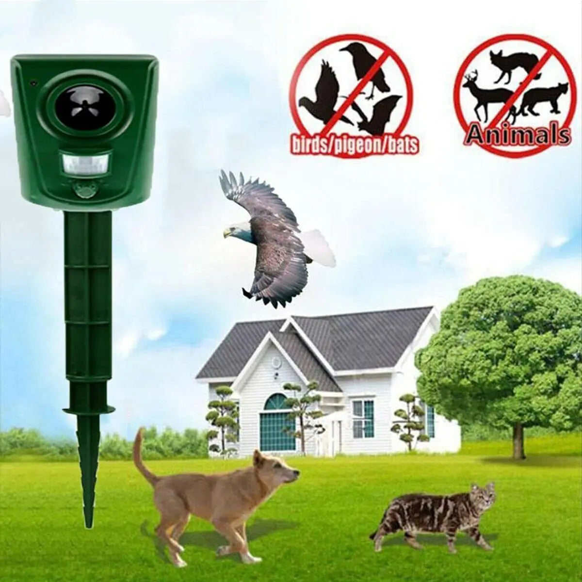 Ultrasonic Cat Deterrent Fox Pest Repellent Battery Powered Scarer Repeller UK