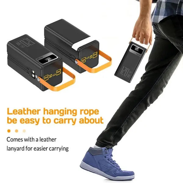 120W Power Bank, 50000mAh Compact Portable USB Fast Charging with Multiple Charging Ports & Built-in Cables and LED Ligh for Travel Camping Outdoor