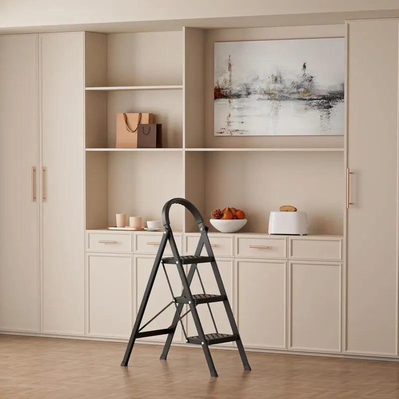 3 Step Ladder Folding, Step Stools for Adults with Wide Anti-Slip Pedals, Heavy Duty Portable Multi-Purpose Ladders for Home, Kitchen, Household
